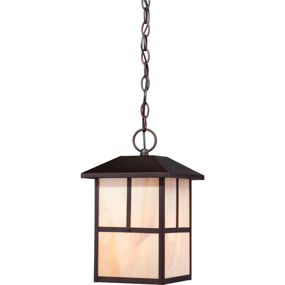 Nuvo Lighting 60/5674  Tanner 1 Light Outdoor Hanging Fixture with Honey Stained Glass in Claret Bronze Finish